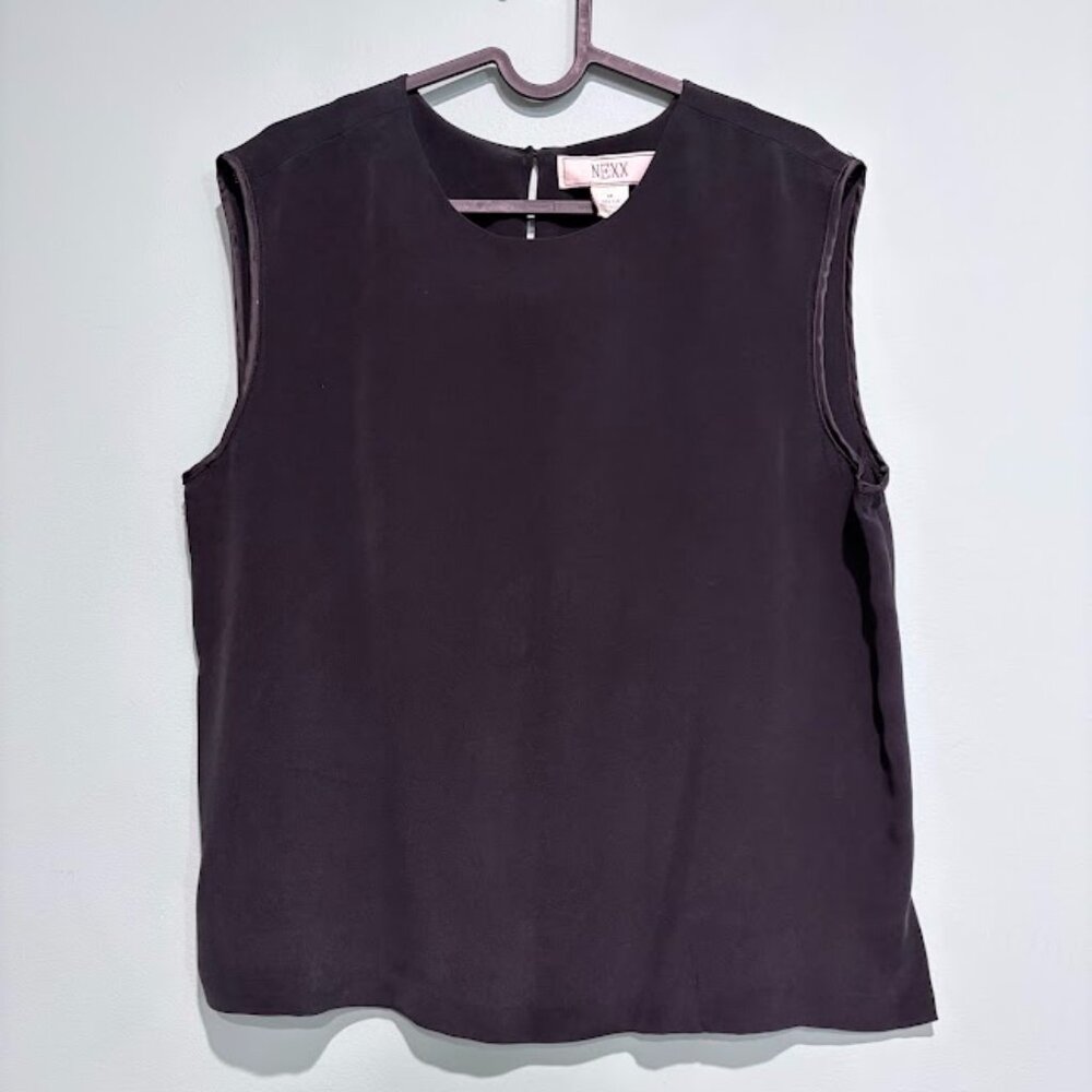 100% Silk Sleevless Blouse Dressy Work Career Preppy 90s